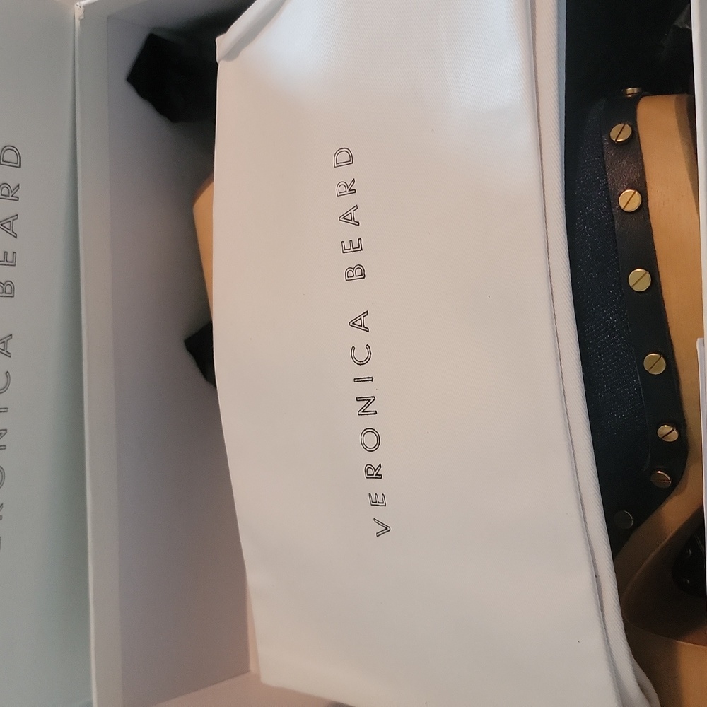 New Veronica Beard Navy Mules with Gold Accents - Picture 6 of 6